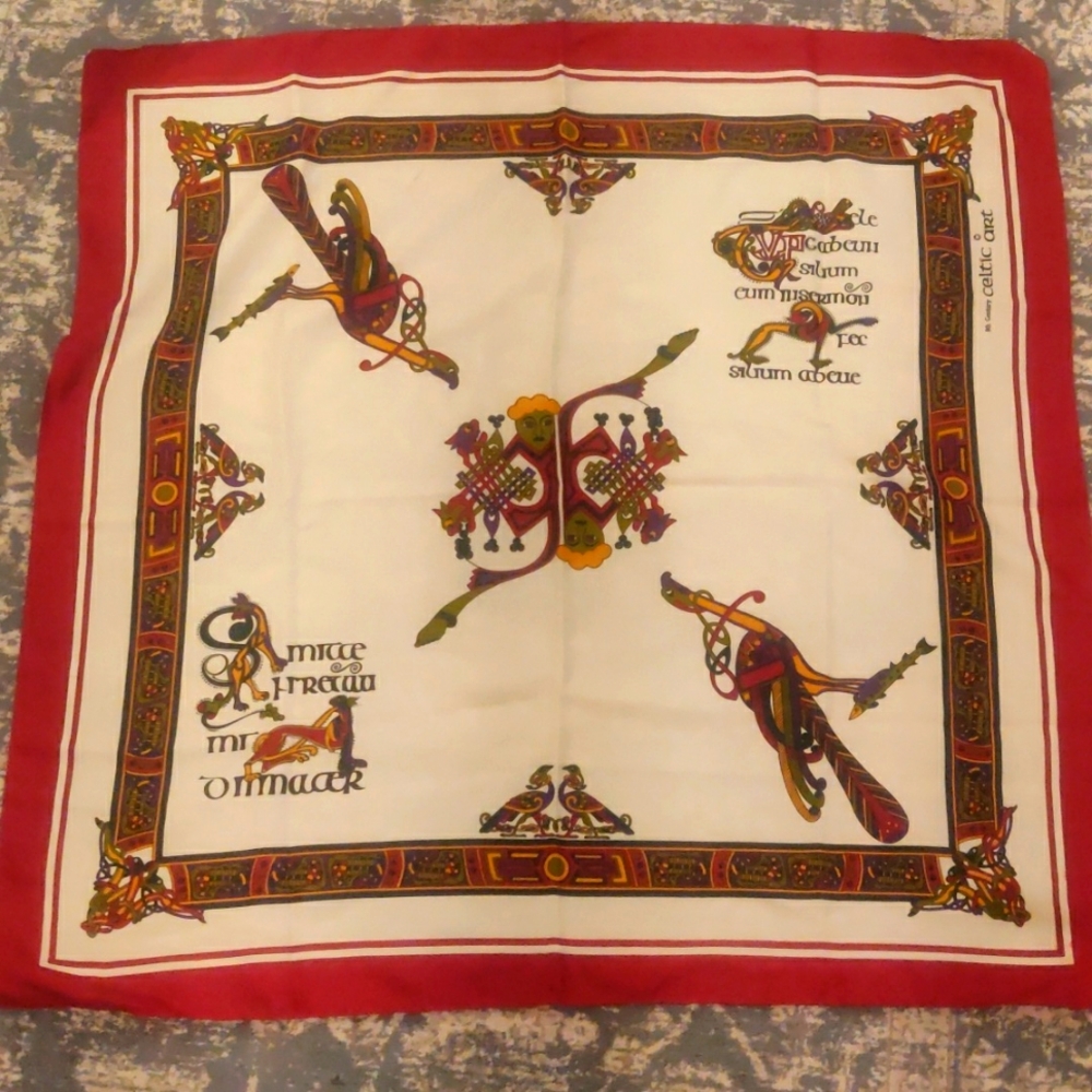 Vintage rare Celtic art colorful scarf Y2K Cottagecore Trendy Retro Artsy Luxury